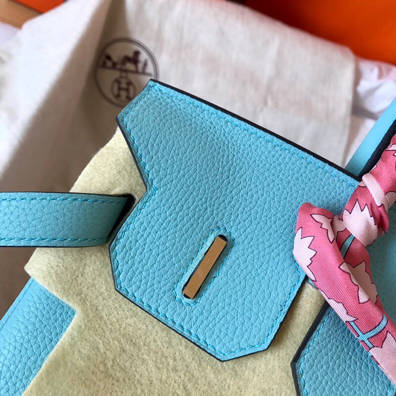 Hermes Birkin 35CM Togo Leather Handbag Blue Atoll